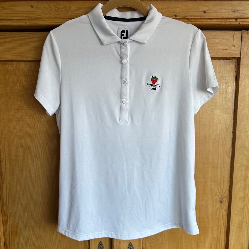 FootJoy White Sleeveless Golf Polo Strawberry Creek Logo Size M Women's